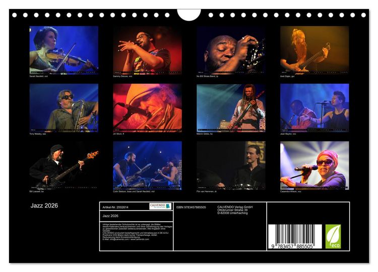 Produktbild: Jazz 2026 (Wandkalender 2026 DIN A4 quer), CALVENDO Monatskalender