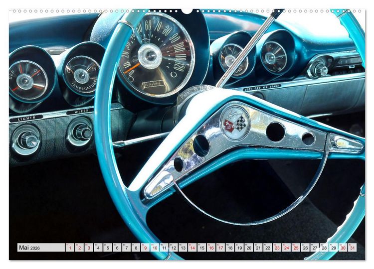 Produktbild: Ikonische US-Car Armaturenbretter (hochwertiger Premium Wandkalender 2026 DIN A2 quer), Kunstdruck in Hochglanz