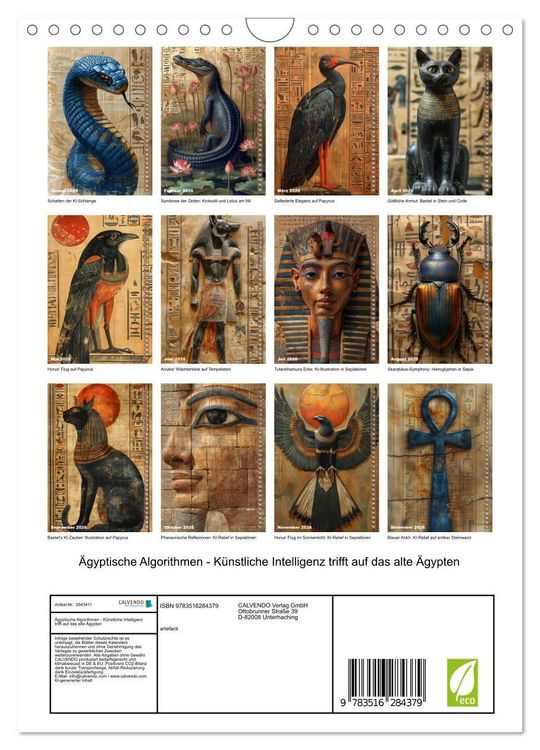 Produktbild: &Auml;gyptische Algorithmen - K&uuml;nstliche Intelligenz trifft auf das alte &Auml;gypten (Wandkalender 2026 DIN A4 hoch), CALVENDO Monatskalender