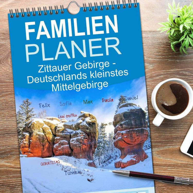 Produktbild: Familienplaner 2026 - Zittauer Gebirge - Deutschlands kleinstes Mittelgebirge mit 5 Spalten (Wandkalender, 21 x 45 cm) CALVENDO