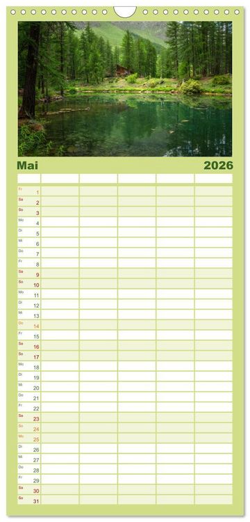 Produktbild: Familienplaner 2026 - Natur im Aostatal mit 5 Spalten (Wandkalender, 21 x 45 cm) CALVENDO