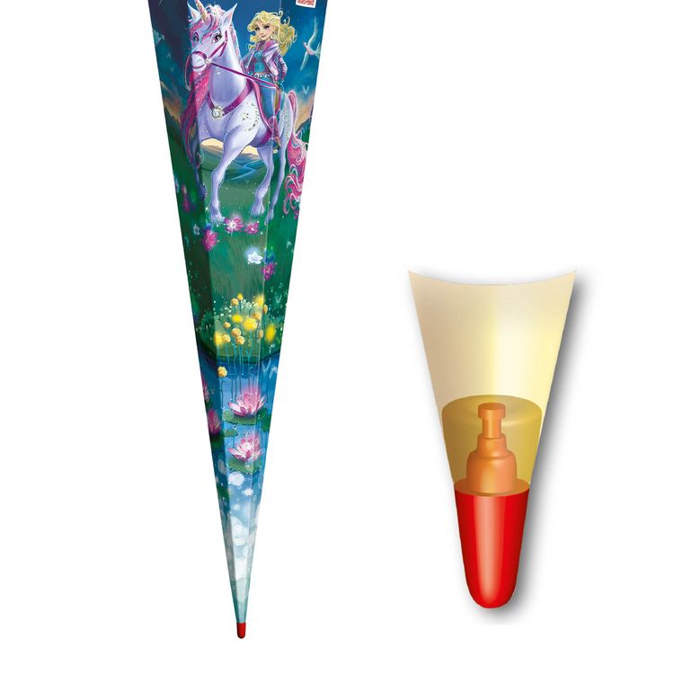 Produktbild: Motivschult&uuml;te, Magische Einhornreiterin, 85 cm, Glitter, Organza, Glitterborte