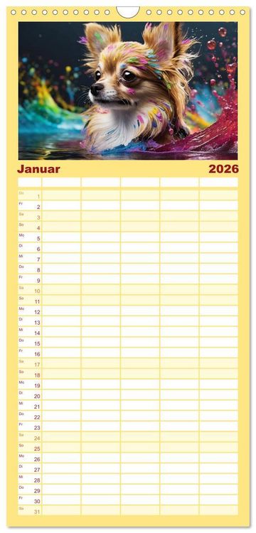 Produktbild: Familienplaner 2026 - Splash - Hunde im Farbrausch mit 5 Spalten (Wandkalender, 21 x 45 cm) CALVENDO