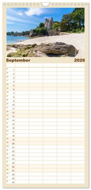 Produktbild: Familienplaner 2026 - Bretagne - Traumk&uuml;sten im s&uuml;dlichen Finist&egrave;re mit 5 Spalten (Wandkalender, 21 x 45 cm) CALVENDO