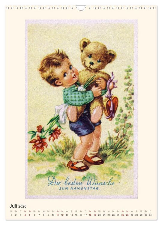 Produktbild: Erste Liebe - Teddyb&auml;ren auf alten Ansichtskarten (Wandkalender 2026 DIN A3 hoch), CALVENDO Monatskalender