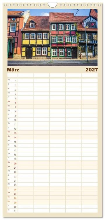 Produktbild: Familienplaner 2027 - Halberstadt Altstadtarchitektur unweit des Harzes mit 5 Spalten (Wandkalender, 21 x 45 cm) CALVENDO