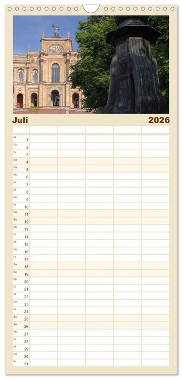 Produktbild: Familienplaner 2026 - M&uuml;nchen - Die Sch&ouml;ne mit 5 Spalten (Wandkalender, 21 x 45 cm) CALVENDO
