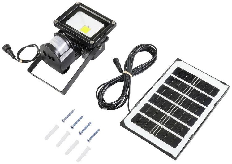 Produktbild: Sygonix SY-5461108 Solar-Spot mit Bewegungsmelder 10W Leuchtfarben: Neutralwei&szlig;