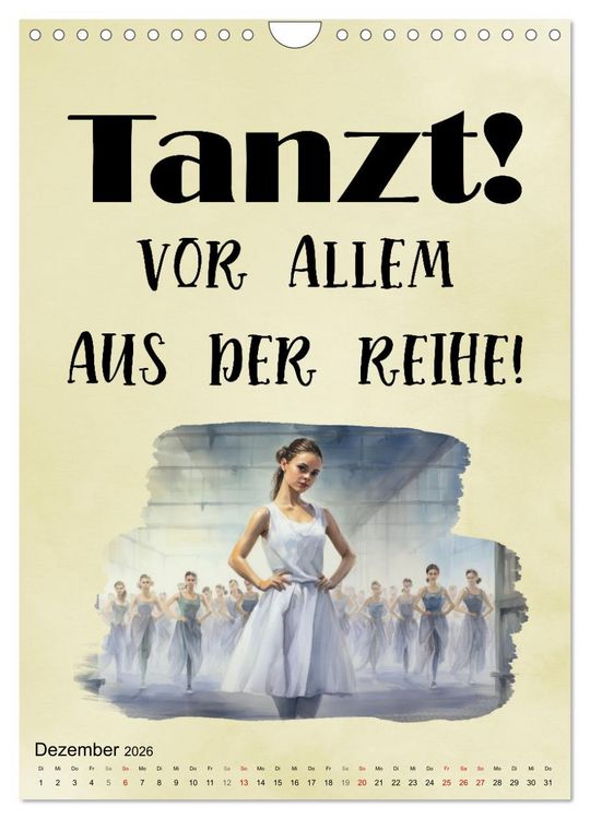 Produktbild: Tanzspr&uuml;che (Wandkalender 2026 DIN A4 hoch), CALVENDO Monatskalender