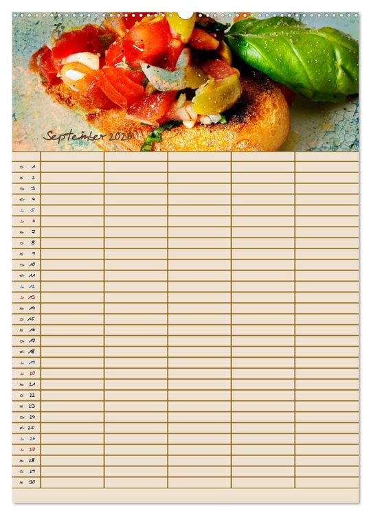 Produktbild: Italienische K&uuml;che mit Familienplaner (hochwertiger Premium Wandkalender 2026 DIN A2 hoch), Kunstdruck in Hochglanz