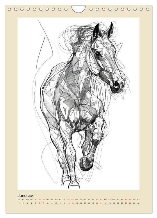 Produktbild: Sketchy Power Horses (Wall Calendar 2026 DIN A4 portrait), CALVENDO 12 Month Wall Calendar