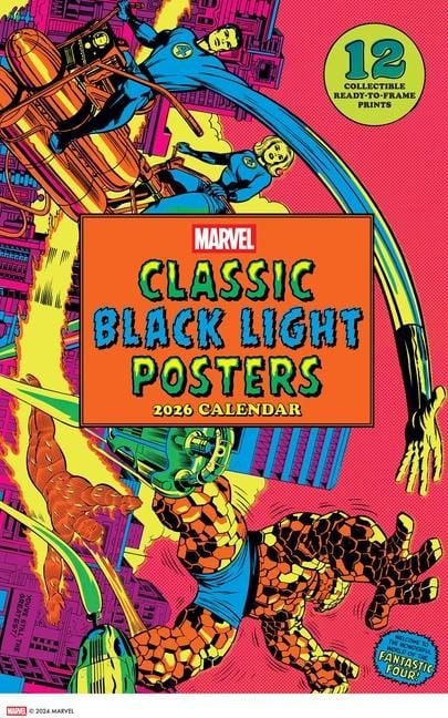 Produktbild: Marvel Classic Black Light 2026 Poster Calendar with 12 Frameable Prints