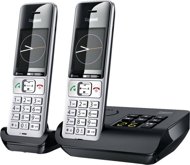 Produktbild: Gigaset COMFORT 500A duo DECT, GAP Schnurloses Telefon analog Babyphone, Freisprechen, f&uuml;r H&ouml;rger&auml;te kompatibel, Headsetanschluss
