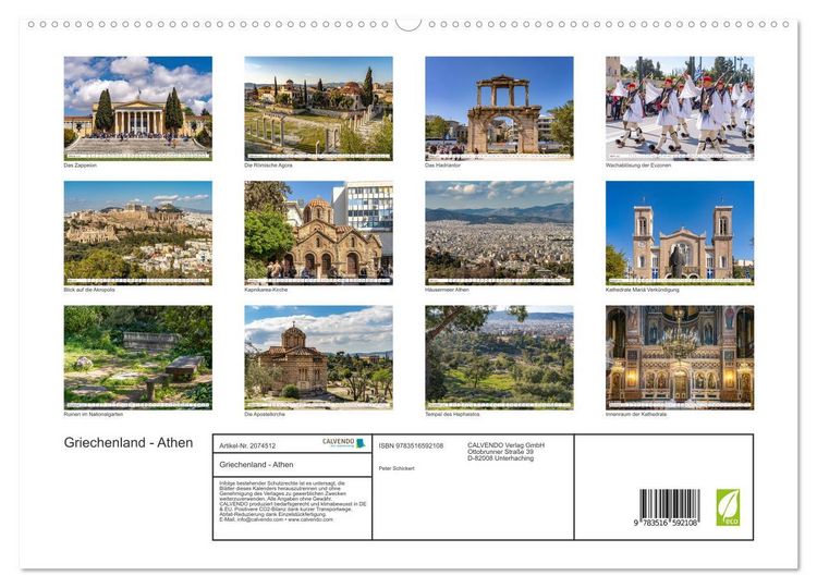 Produktbild: Griechenland - Athen (hochwertiger Premium Wandkalender 2026 DIN A2 quer), Kunstdruck in Hochglanz