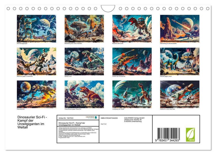 Produktbild: Dinosaurier Sci-Fi - Kampf der Urzeitgiganten im Weltall (Wandkalender 2026 DIN A4 quer), CALVENDO Monatskalender