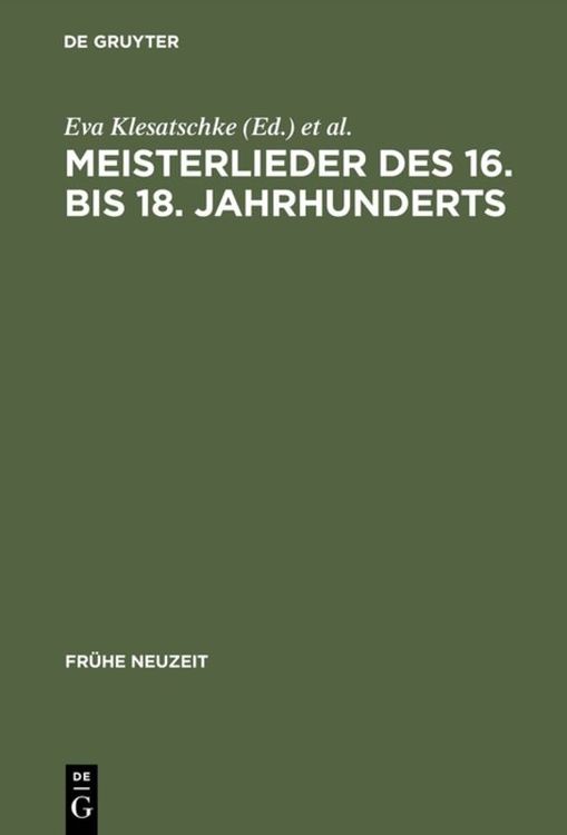 Produktbild: Meisterlieder des 16. bis 18. Jahrhunderts