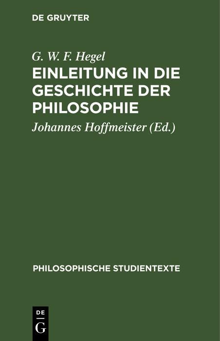 Produktbild: Einleitung in die Geschichte der Philosophie