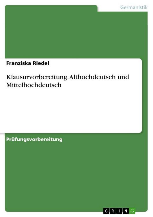 Produktbild: Klausurvorbereitung. Althochdeutsch und Mittelhochdeutsch