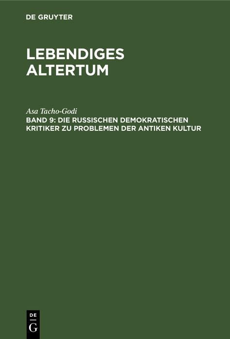 Produktbild: Die russischen demokratischen Kritiker zu Problemen der antiken Kultur