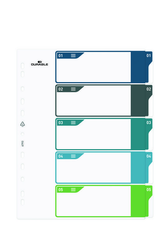 Produktbild: Durable 679327 Register DIN A4+ 1-5 Mehrfarbig 5 Registerbl&auml;tter 679327