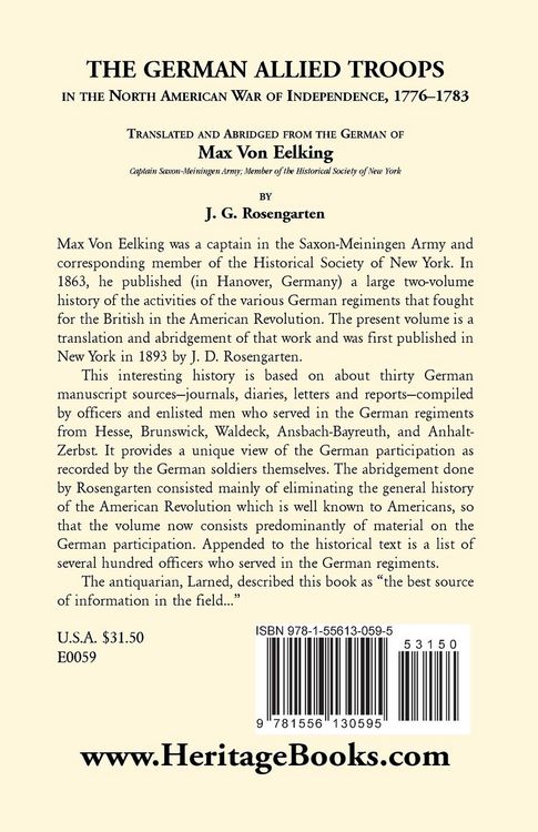 Produktbild: The German Allied Troops in the North American War of Independence, 1776-1783