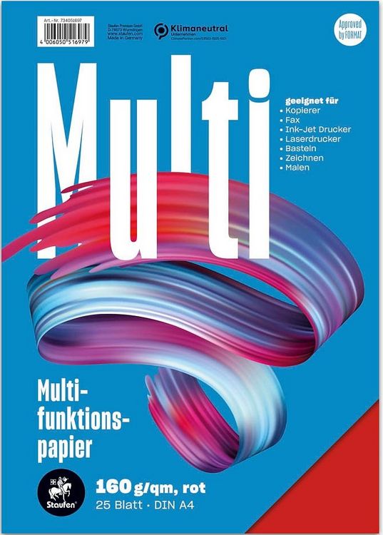 Produktbild: Staufen Multifunktionspapier 25 Blatt 160g/m&sup2; rot DIN A4