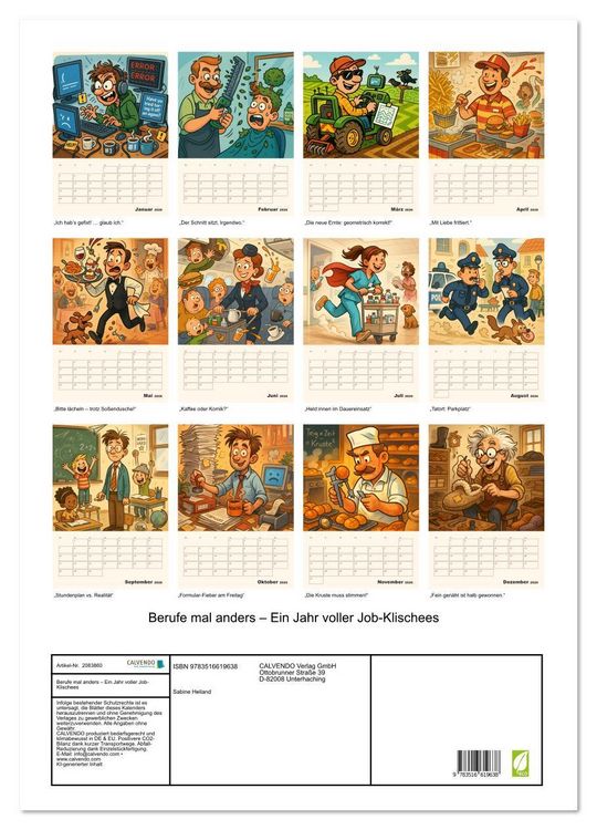 Produktbild: Berufe mal anders &ndash; Ein Jahr voller Job-Klischees (Wandkalender 2026 DIN A2 hoch), CALVENDO Monatskalender