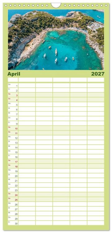 Produktbild: Familienplaner 2027 - Rhodos - Die Highlights der Insel mit 5 Spalten (Wandkalender, 21 x 45 cm) CALVENDO