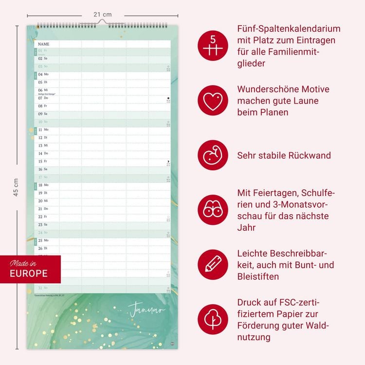 Produktbild: Watercolor Familienplaner 2027