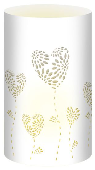 Produktbild: URSUS 5 Silhouetten-Tischlichter "Filigrano - Herzblumen", wei&szlig;