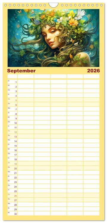 Produktbild: Familienplaner 2026 - Sternzeichen-Kalender - Galaktische Portr&auml;ts mit Datum mit 5 Spalten (Wandkalender, 21 x 45 cm) CALVENDO