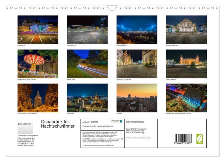 Produktbild: Osnabr&uuml;ck f&uuml;r Nachtschw&auml;rmer (Wandkalender 2026 DIN A3 quer), CALVENDO Monatskalender