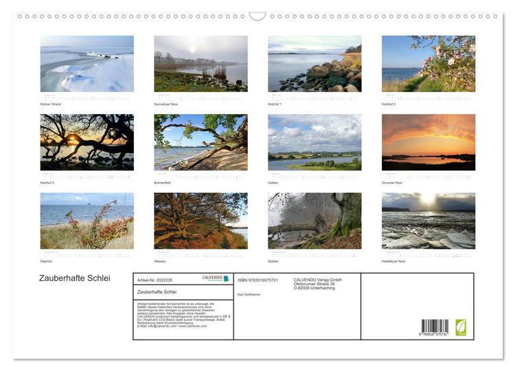 Produktbild: Zauberhafte Schlei (Wandkalender 2026 DIN A2 quer), CALVENDO Monatskalender