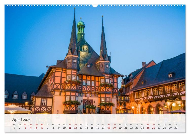 Produktbild: Wernigerode - Historische Fachwerkstadt am Harz (hochwertiger Premium Wandkalender 2026 DIN A2 quer), Kunstdruck in Hochglanz