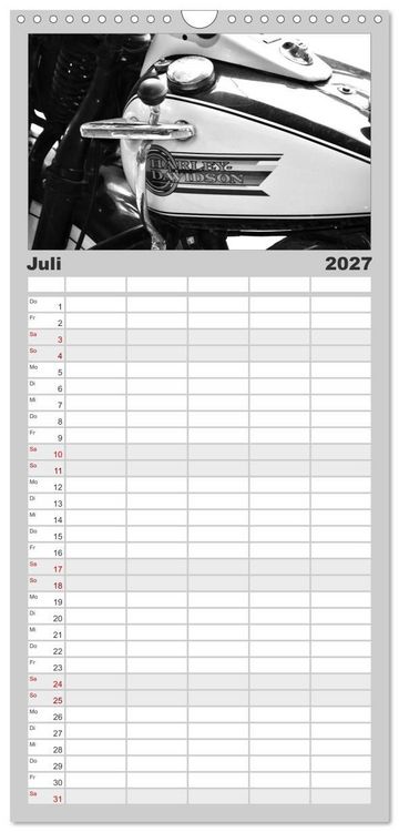 Produktbild: Familienplaner 2027 - Harley Davidson WLA 750 in Schwarzweiss mit 5 Spalten (Wandkalender, 21 x 45 cm) CALVENDO