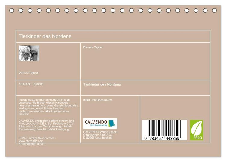 Produktbild: Tierkinder des Nordens (Tischkalender 2026 DIN A5 quer), CALVENDO Monatskalender