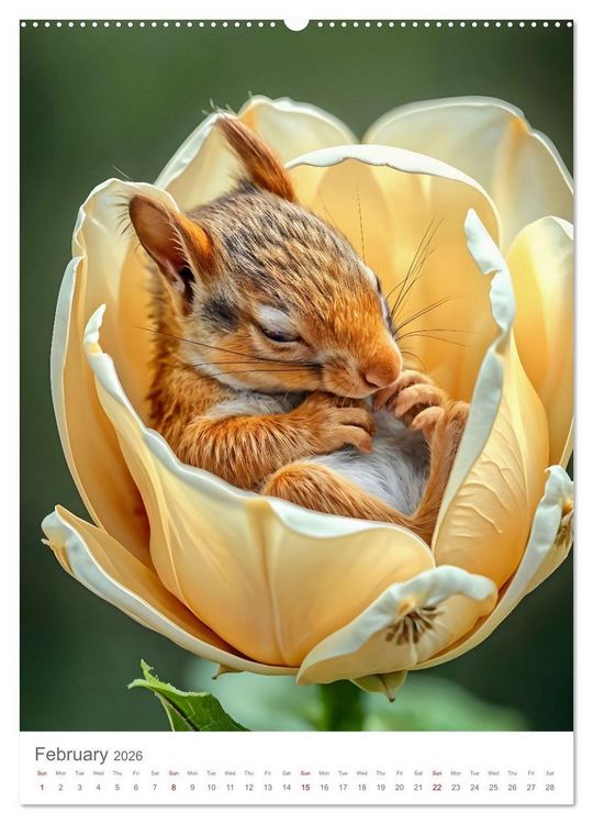 Produktbild: Forest babies asleep in flowers (Wall Calendar 2026 DIN A2 portrait), CALVENDO 12 Month Wall Calendar