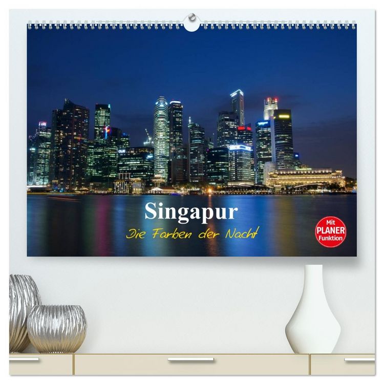 Produktbild: Singapur - Die Farben der Nacht (hochwertiger Premium Wandkalender 2026 DIN A2 quer), Kunstdruck in Hochglanz