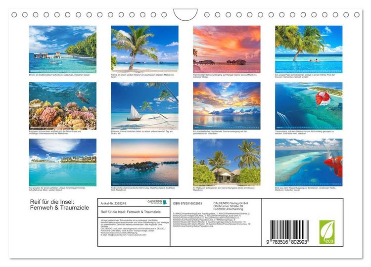 Produktbild: Reif f&uuml;r die Insel: Fernweh & Traumziele (Wandkalender 2027 DIN A4 quer), CALVENDO Monatskalender