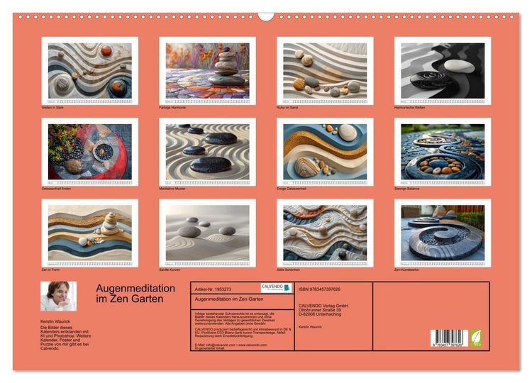 Produktbild: Augenmeditation im Zen Garten (Wandkalender 2026 DIN A2 quer), CALVENDO Monatskalender