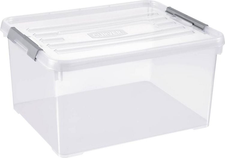 Produktbild: Curver 243813 Aufbewahrungsbox HANDY stapelbar (L x B x H) 490 x 390 x 250 mm Transparent, Silber 1 St.