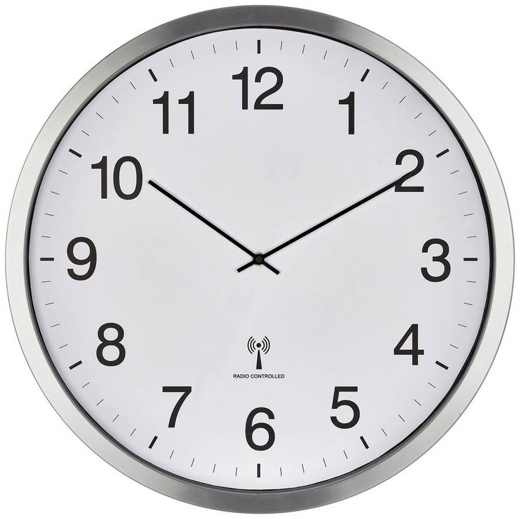 Produktbild: TFA Dostmann 60.3548.02 Funk Wanduhr 50.8mm x 65mm Wei&szlig;, Silber Gro&szlig;es Display