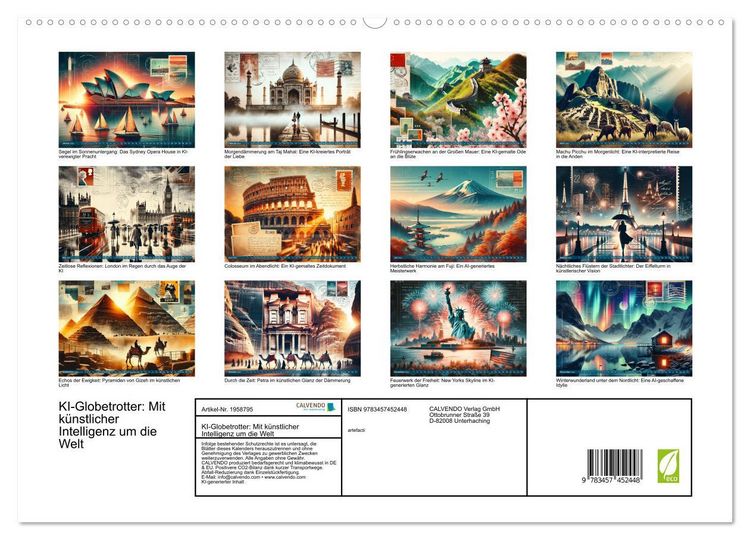 Produktbild: KI-Globetrotter: Mit k&uuml;nstlicher Intelligenz um die Welt (hochwertiger Premium Wandkalender 2026 DIN A2 quer), Kunstdruck in Hochglanz