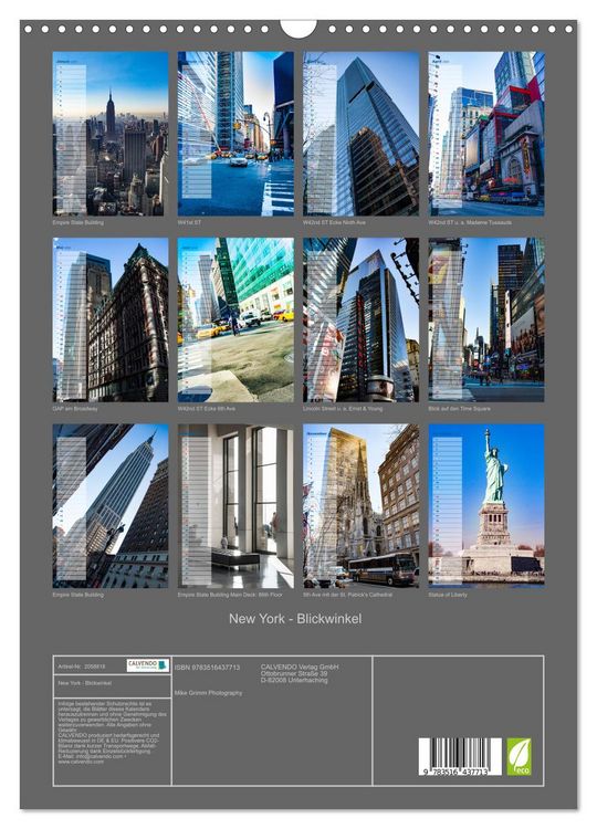 Produktbild: New York - Blickwinkel (Wandkalender 2026 DIN A3 hoch), CALVENDO Monatskalender