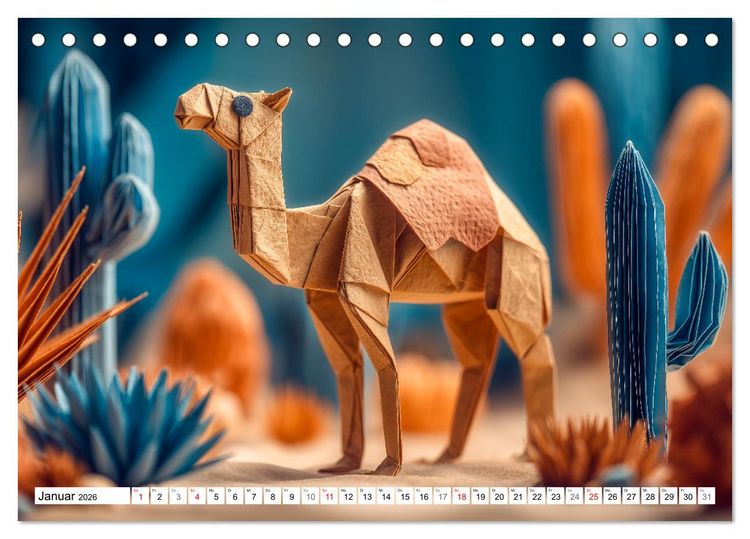 Produktbild: Origami Zoo - Bunter Tierkalender f&uuml;r Kinder und Familien (Tischkalender 2026 DIN A5 quer), CALVENDO Monatskalender