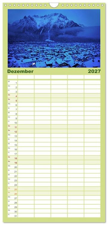 Produktbild: Familienplaner 2027 - Mittenwald - Perle des Werdenfelser Landes mit 5 Spalten (Wandkalender, 21 x 45 cm) CALVENDO