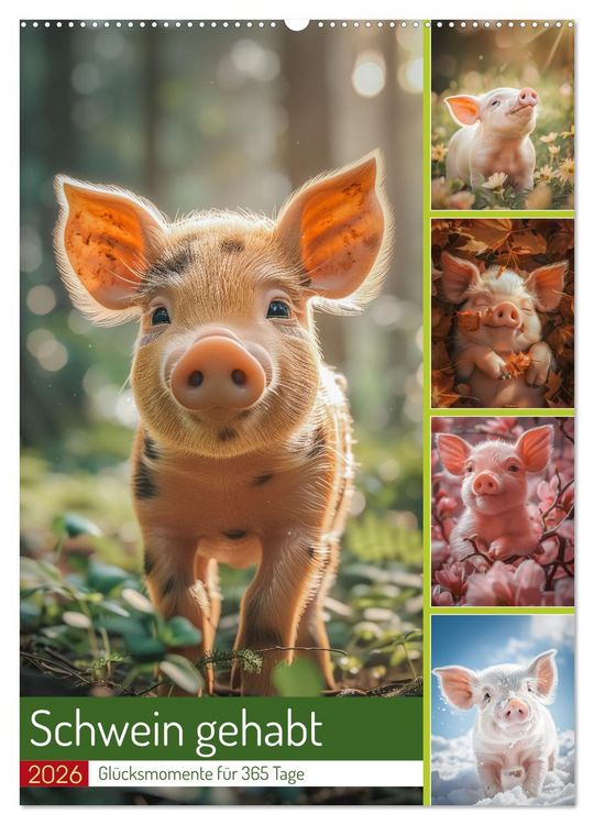 Produktbild: Schwein gehabt (Wandkalender 2026 DIN A2 hoch), CALVENDO Monatskalender