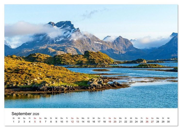 Produktbild: Inseln im Nordmeer - Lofoten-And&oslash;ya-Senja (Tischkalender 2026 DIN A5 quer), CALVENDO Monatskalender