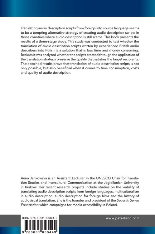 Produktbild: Translating Audio Description Scripts