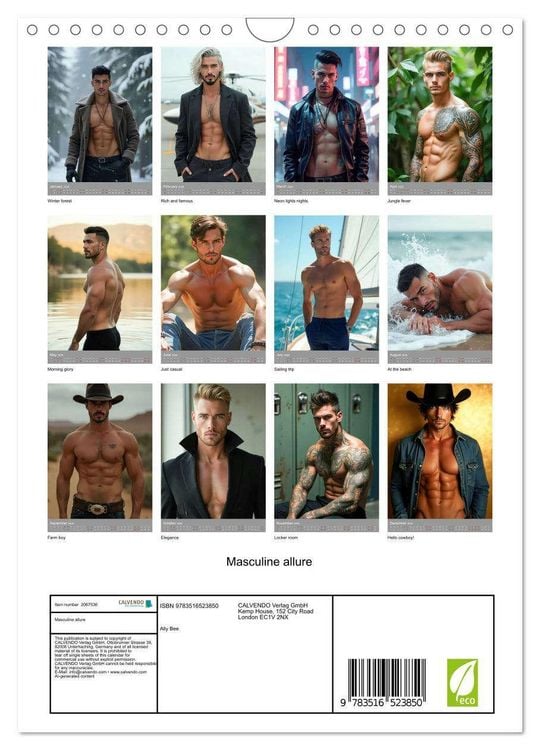 Produktbild: Masculine allure (Wall Calendar 2026 DIN A4 portrait), CALVENDO 12 Month Wall Calendar